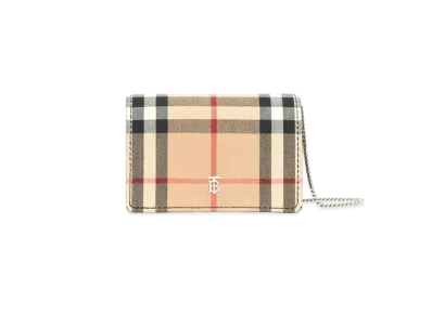 Burberry Vintage Check Card Case with Detachable Strap "Black"