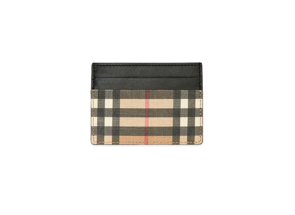 Burberry Vintage Check E-canvas and Leather Card Case "Archive Beige"