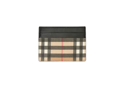 Burberry Vintage Check E-canvas and Leather Card Case "Archive Beige"
