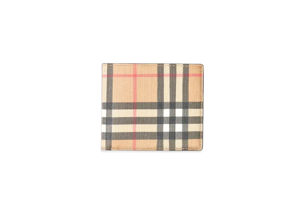 Burberry Vintage Check E-canvas International Bifold Wallet "Archive Beige"