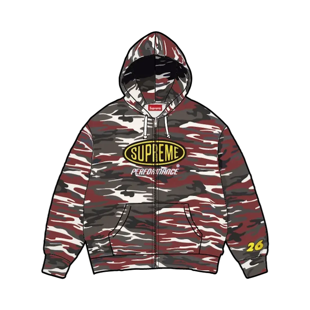 Supreme Performance Zip Up Hooded Sweatshirt "Red Camo"