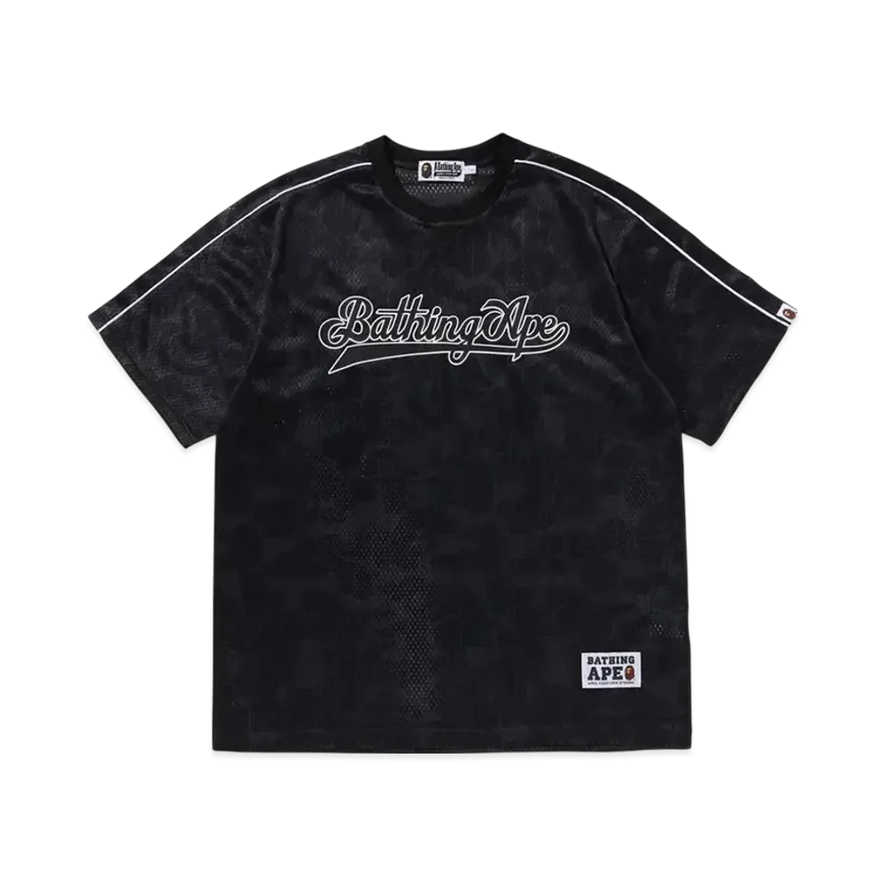 A BATHING APE Camo Stripe Baseball Logo Relaxed Fit Tee "Black"