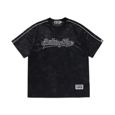 A BATHING APE Camo Stripe Baseball Logo Relaxed Fit Tee "Black"