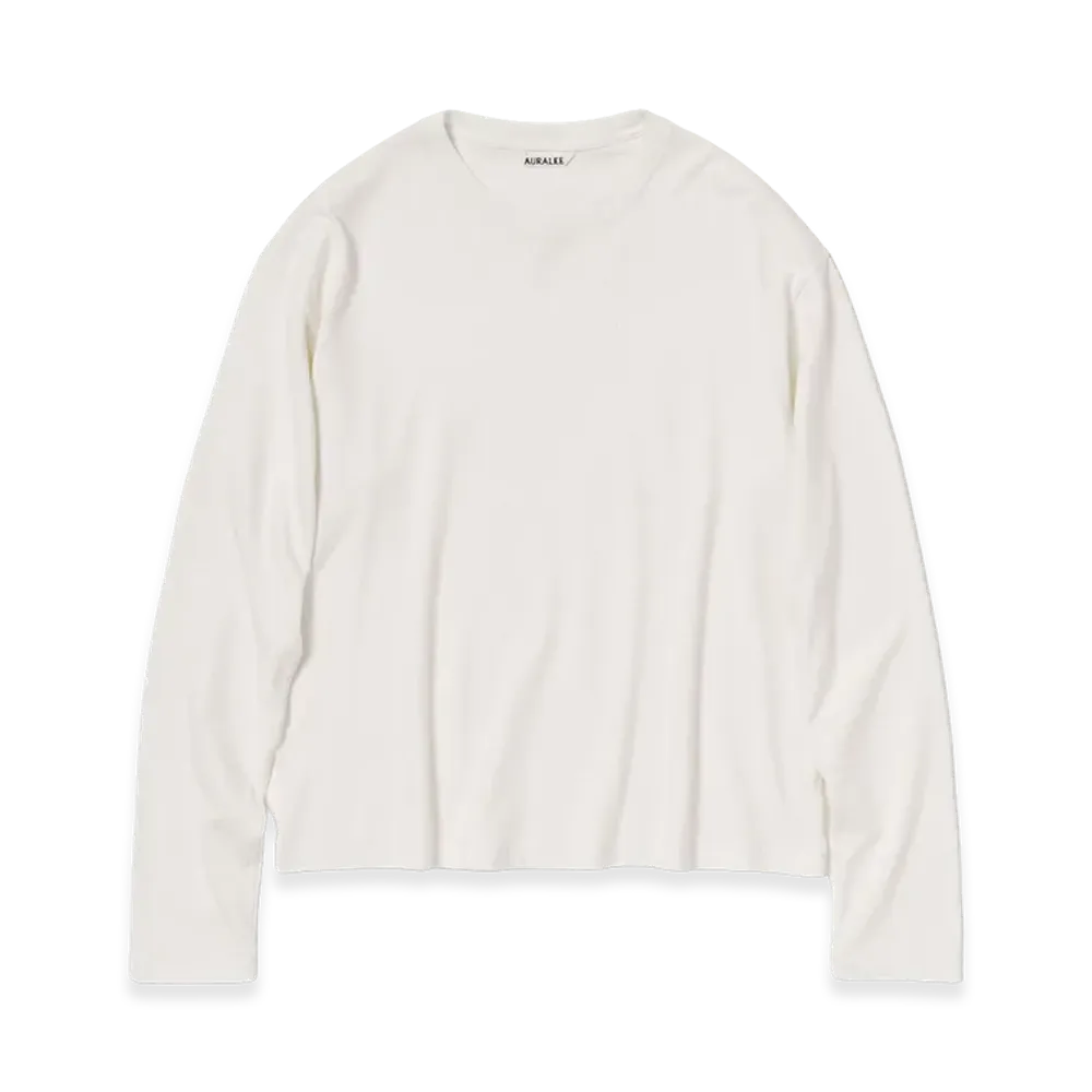 AURALEE Brushed Organic Cotton Jersey L/S Tee "White"