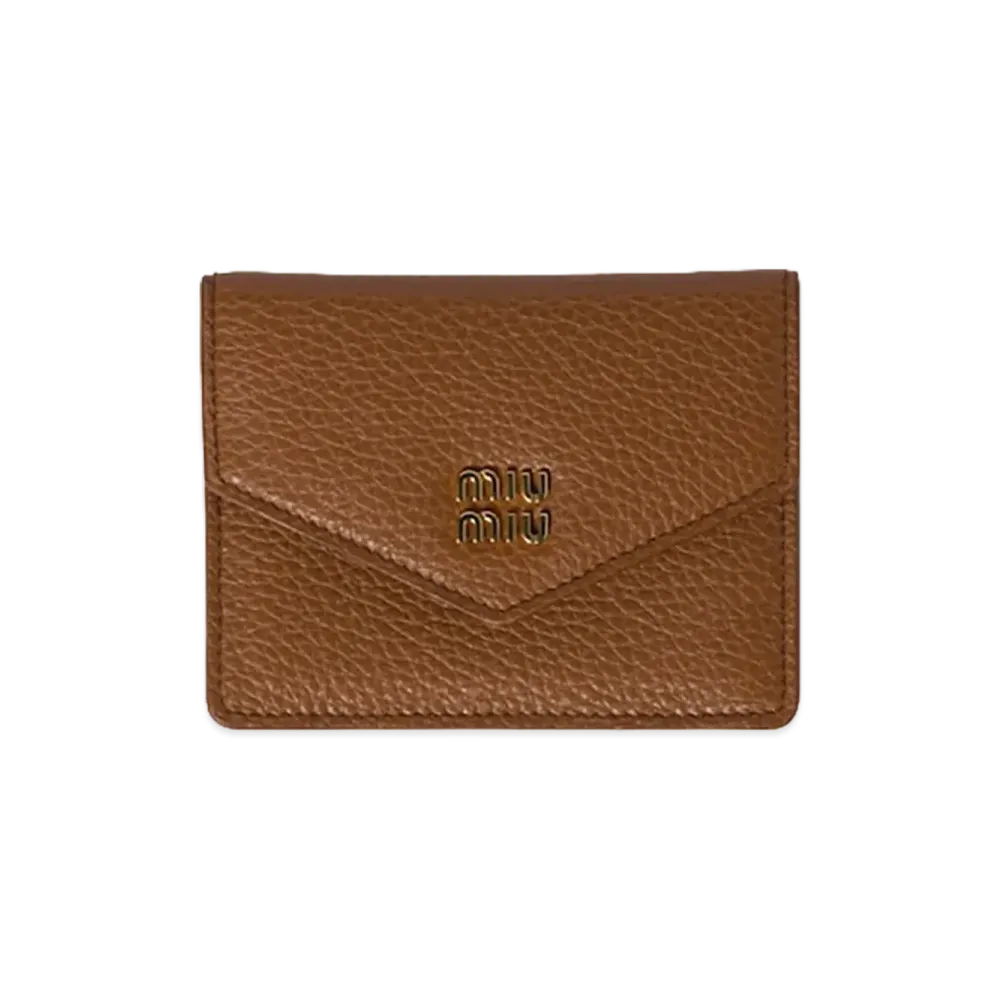 MIU MIU Leather Card Case "Cognac Brown"