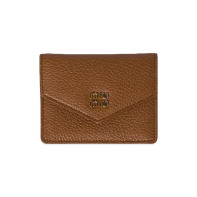 MIU MIU Leather Card Case "Cognac Brown"