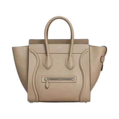 CELINE Mini Luggage Handbag in Drummed Calfskin "Dune"