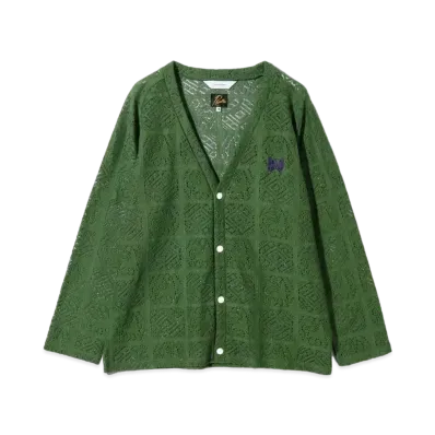 Needles x Sasquatchfabrix. V Neck Cardigan - Jah Lion Race "Green"
