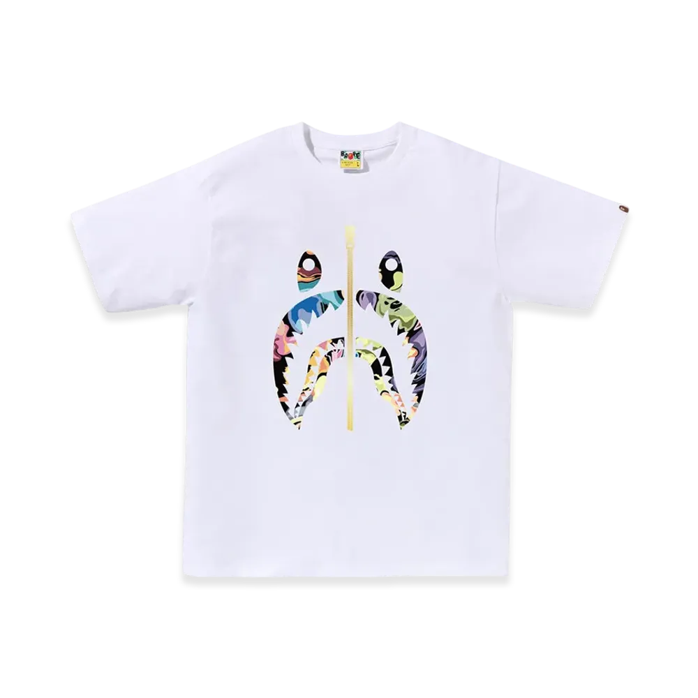 A BATHING APE Art Camo Shark Tee "White"