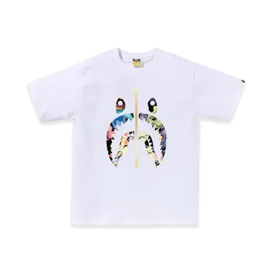 A BATHING APE Art Camo Shark Tee "White"