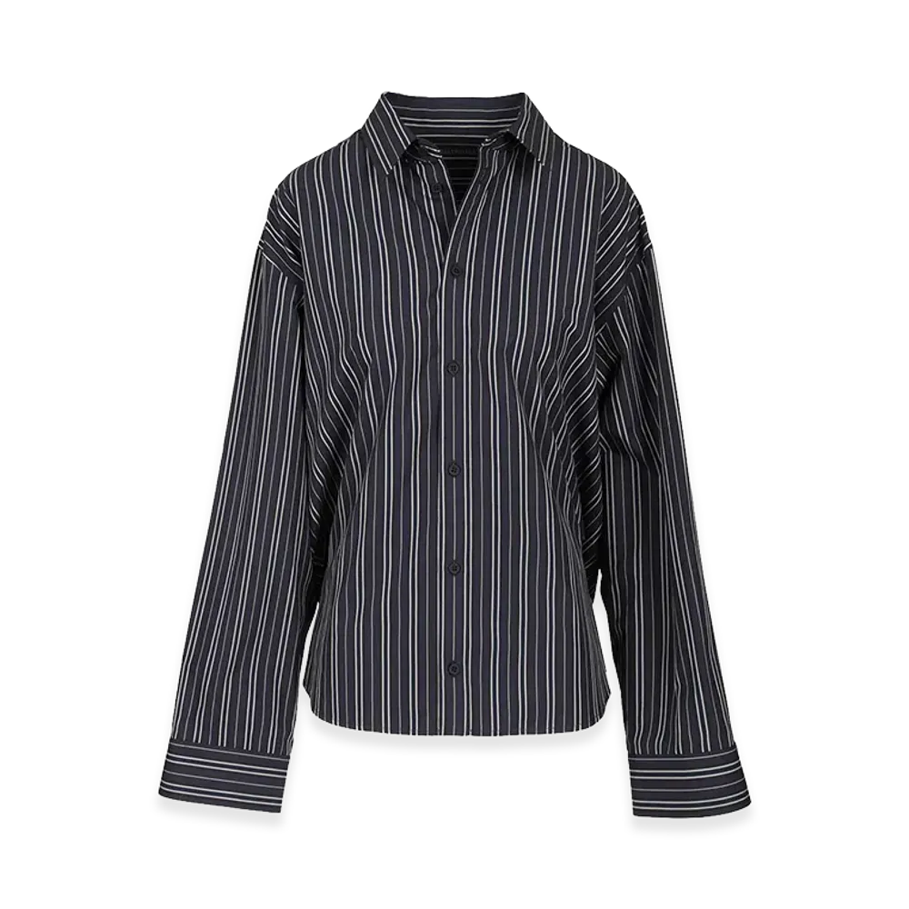 BALENCIAGA Women's Semi-Fitted Shirt In Cotton Poplin "Blue"