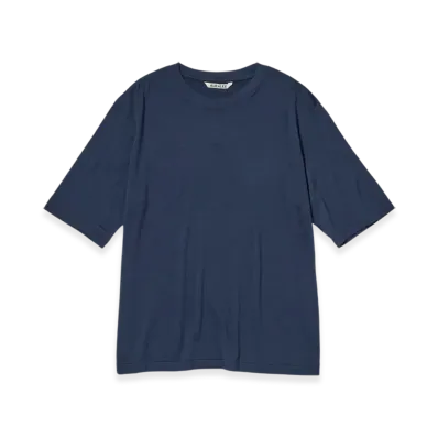 AURALEE Extra Fine Wool Jersey T-Shirt "Navy"