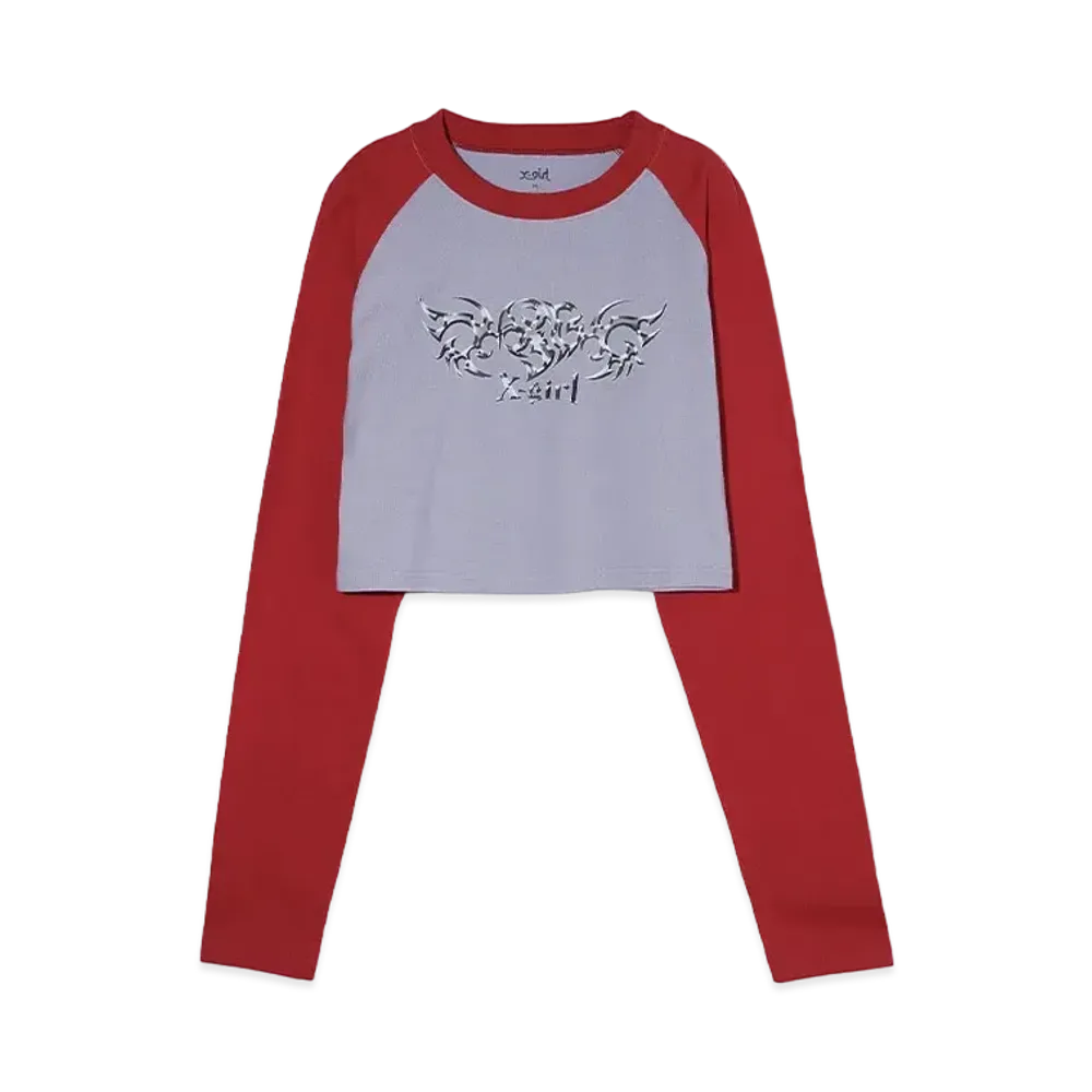 X-Girl Tribal Heart Raglan L/S Tee "Grey"