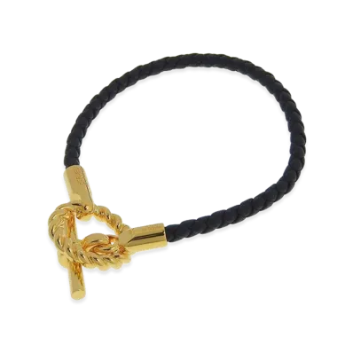 Hermes Women's Bracelet Leather "Gold/Black"