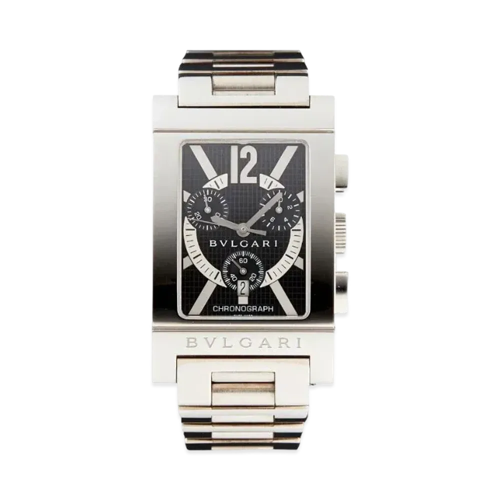 BVLGARI Lettangolo Chronograph "Black/Stainless Steel/Silver"