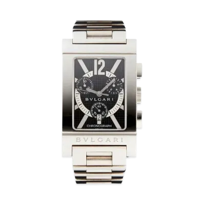 BVLGARI Lettangolo Chronograph "Black/Stainless Steel/Silver"