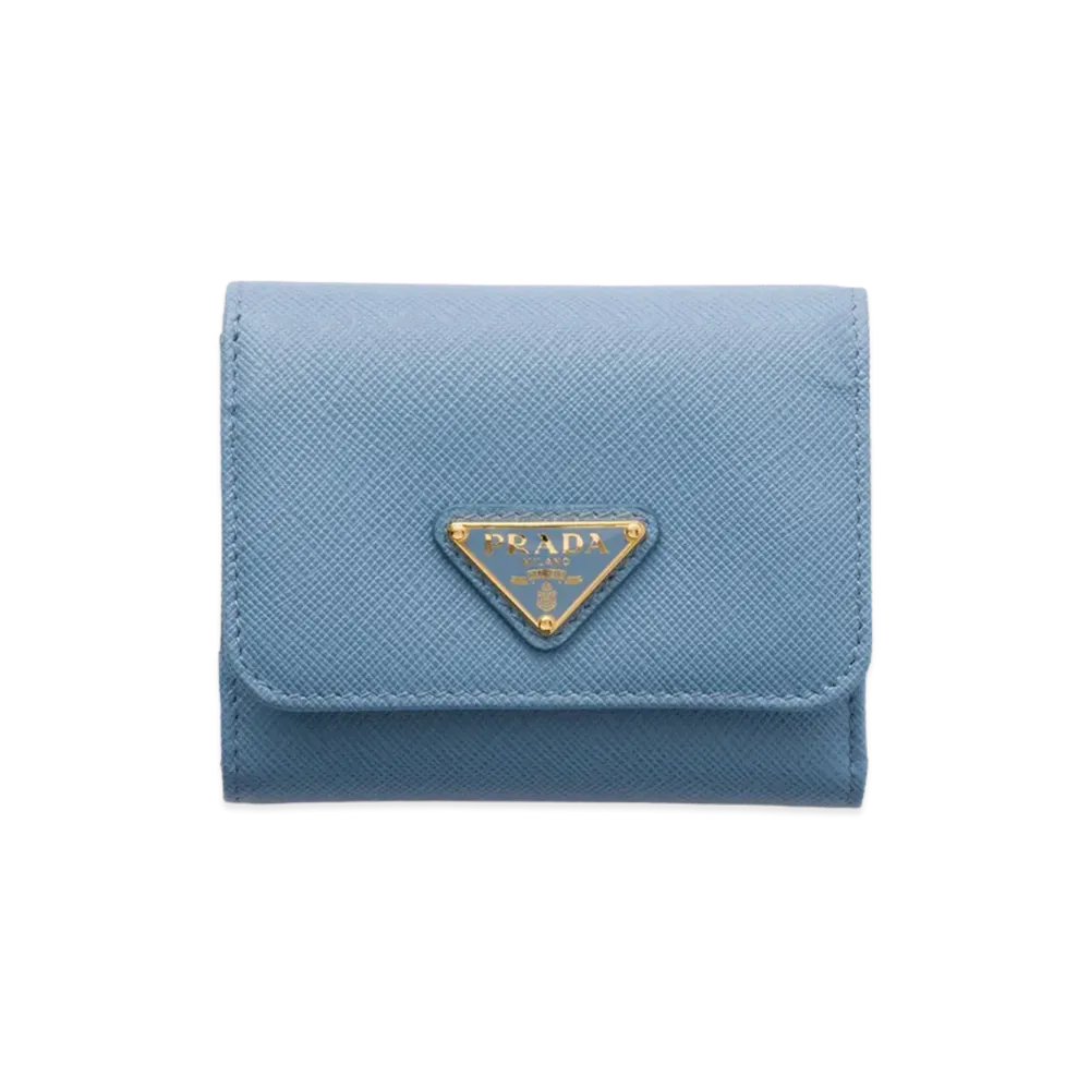 PRADA Saffiano Triangle Wallet "Astral Blue"