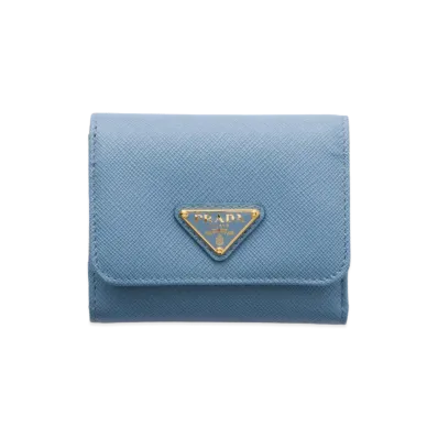 PRADA Saffiano Triangle Wallet "Astral Blue"