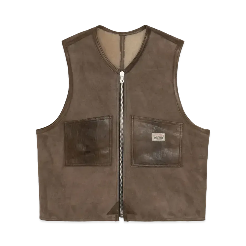 Stussy x OUR LEGACY Work Shop Reversible Shearling Vest "Brown/Off White"