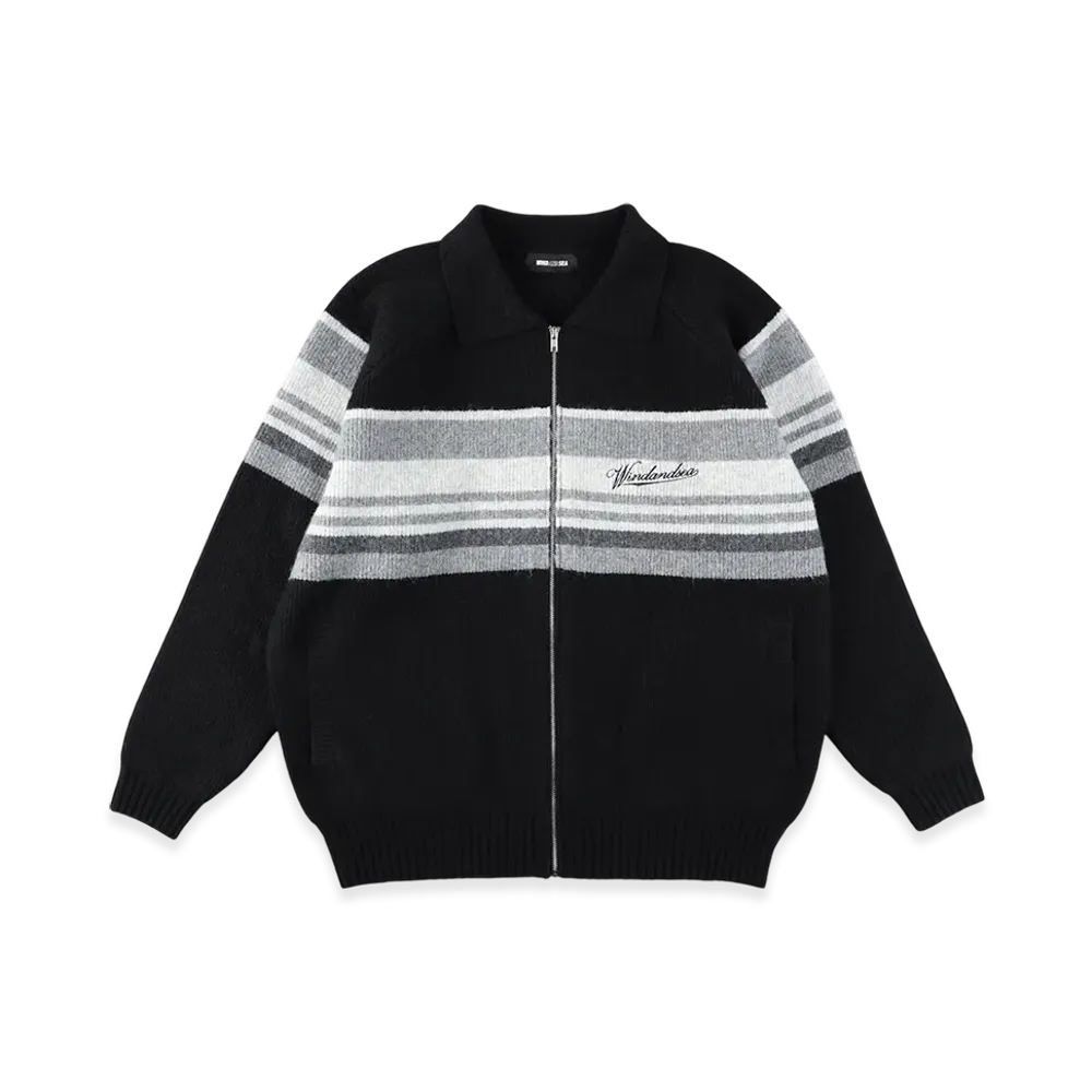 WIND AND SEA Line Knit Cardigan "Black"