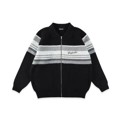 WIND AND SEA Line Knit Cardigan "Black"