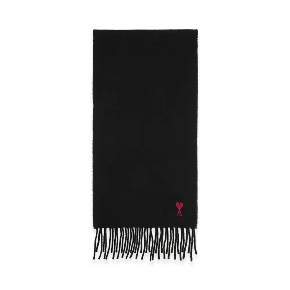 AMI PARIS Wool Ami De Coeur Scarf "Black"