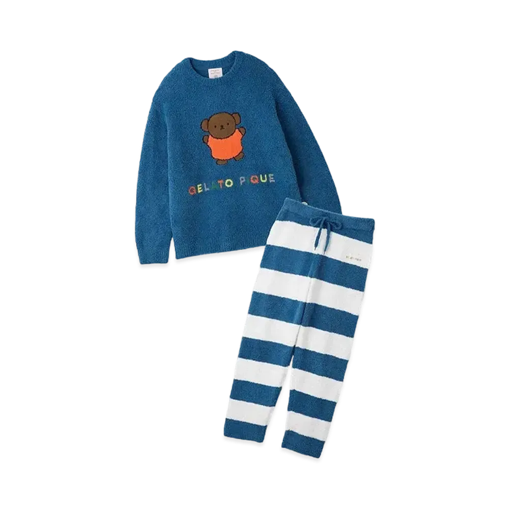 GELATO PIQUE x Dick Bruna Men's Baby Moko Jacquard Pullover & Long Pants Set "Blue"