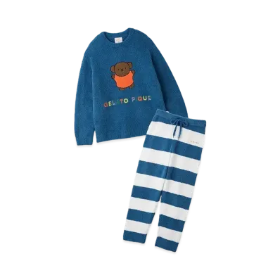 GELATO PIQUE x Dick Bruna Men's Baby Moko Jacquard Pullover & Long Pants Set "Blue"