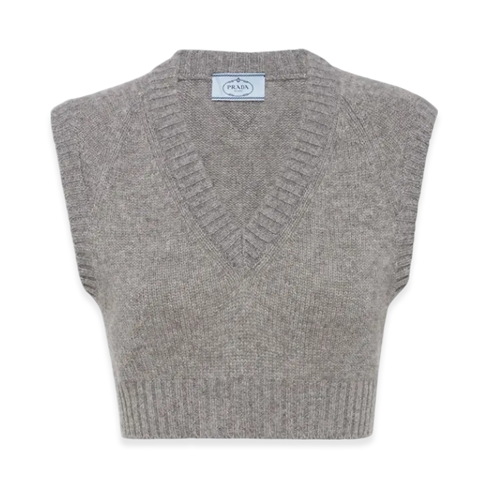 PRADA Women's Cropped Cashmere Vest "Grey"