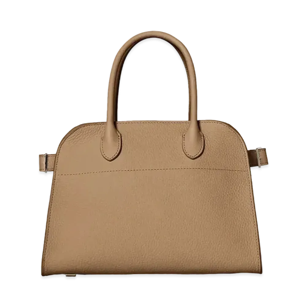 The Row Soft Margaux 10 Bag in Leather "Dark Taupe"