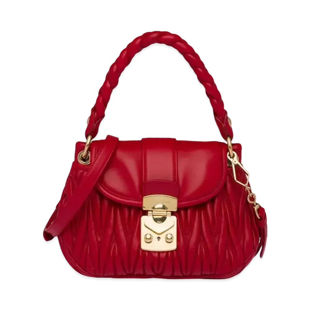 MIU MIU Miu Cofer Materasse Leather Handbag "Red"
