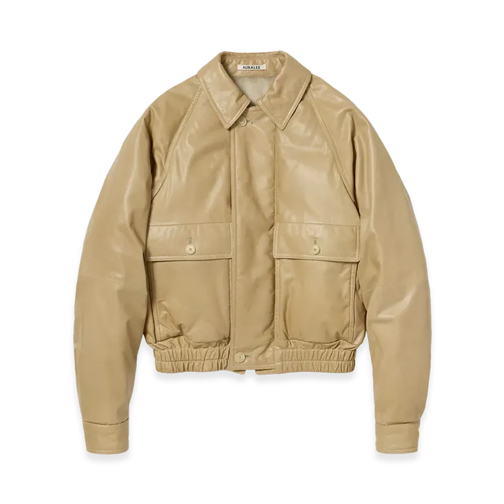 AURALEE Women's Fine Calf Leather Down Blouson "Beige"
