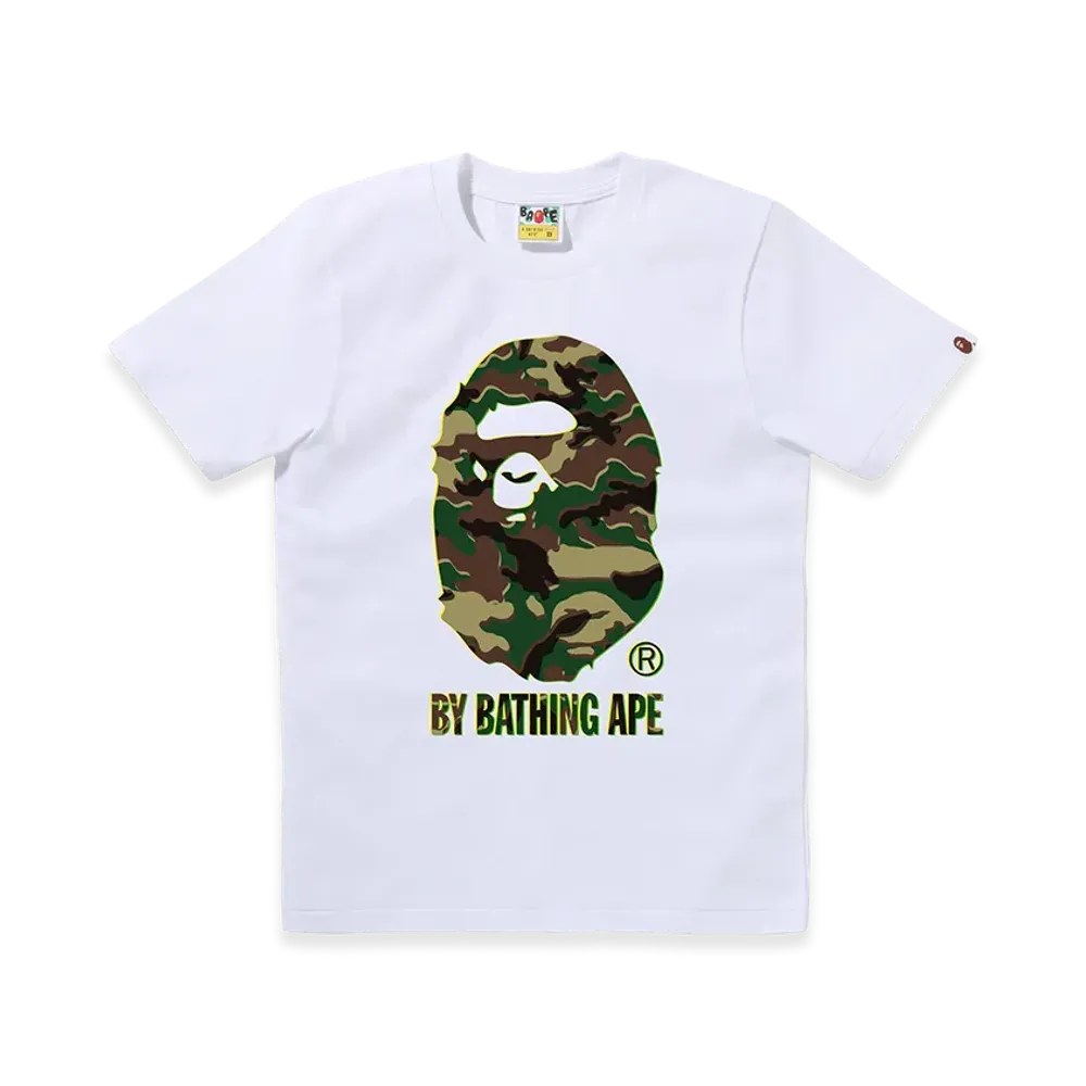 A BATHING APE Women's Glitch Woodland Camo By Bathing Ape Tee "White/Purple"