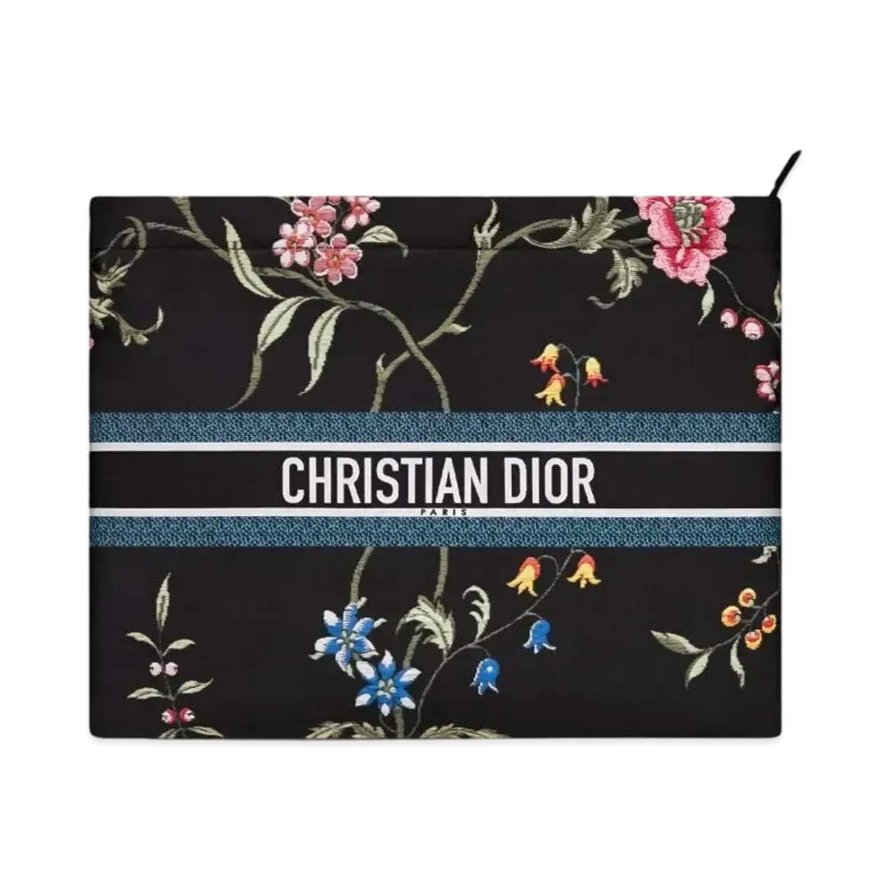 Dior Travel Zipper Pouch Technical Fabric Petites Fleurs Motif "Multicolor"