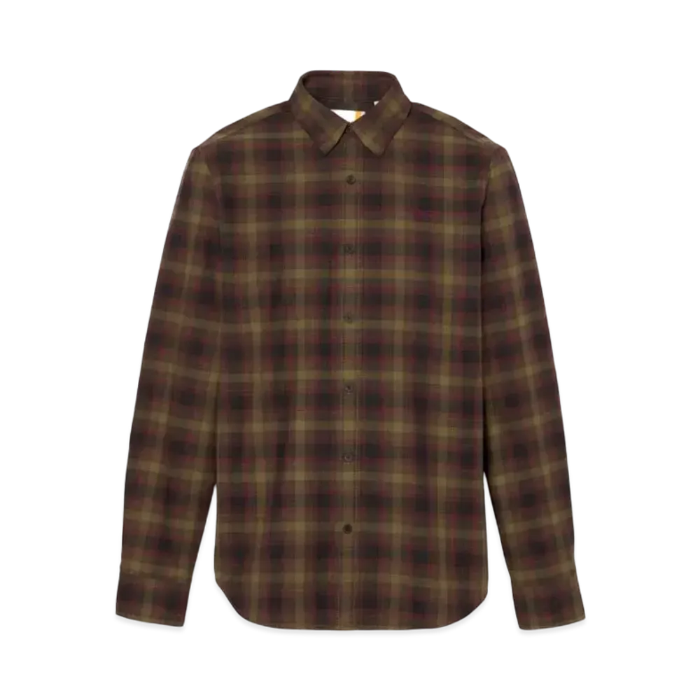 Timberland Men's Herringbone Flannel Check Shirt "Dark Olive"