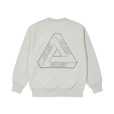 PALACE TRI-STITCH CREW "Light Grey Marl"