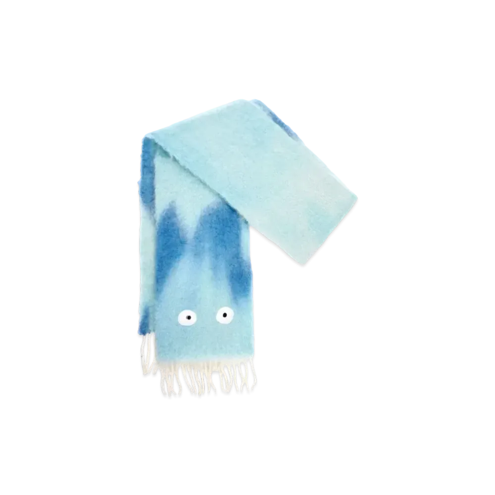 LOEWE x Howl's Moving Castle Calcifer Scarf In Mohair and Wool Blend "Blue/Light Blue"
