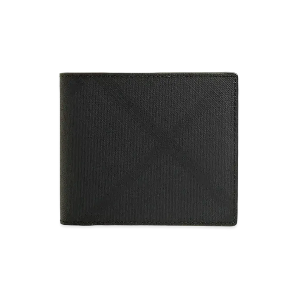 Burberry London Check and Leather International Bifold Wallet "Dark Charcoal"