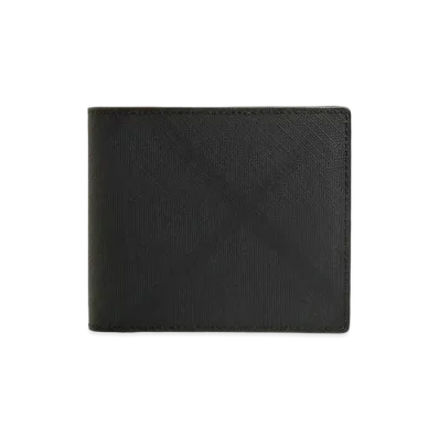 Burberry London Check and Leather International Bifold Wallet "Dark Charcoal"