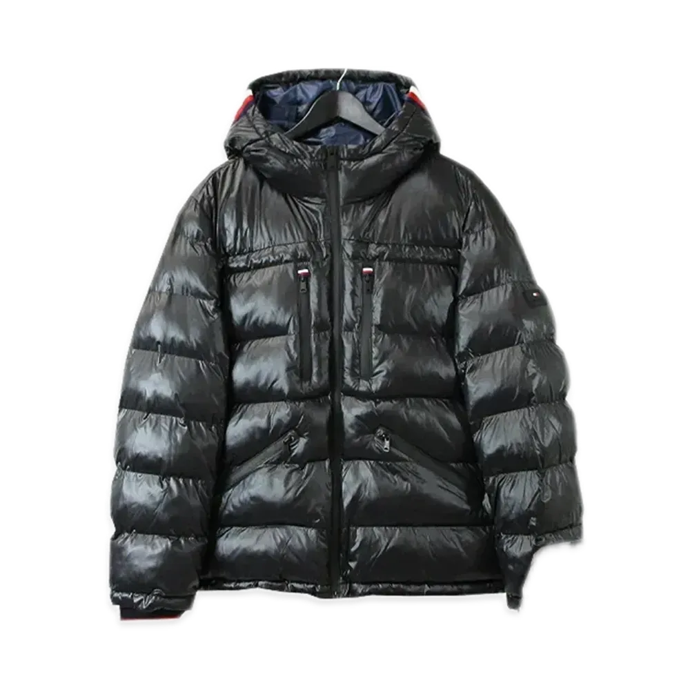 TOMMY HILFIGER Shiny Hoodie Puff Jacket Us Model Puff Blouson "Black"