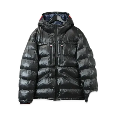 TOMMY HILFIGER Shiny Hoodie Puff Jacket Us Model Puff Blouson "Black"