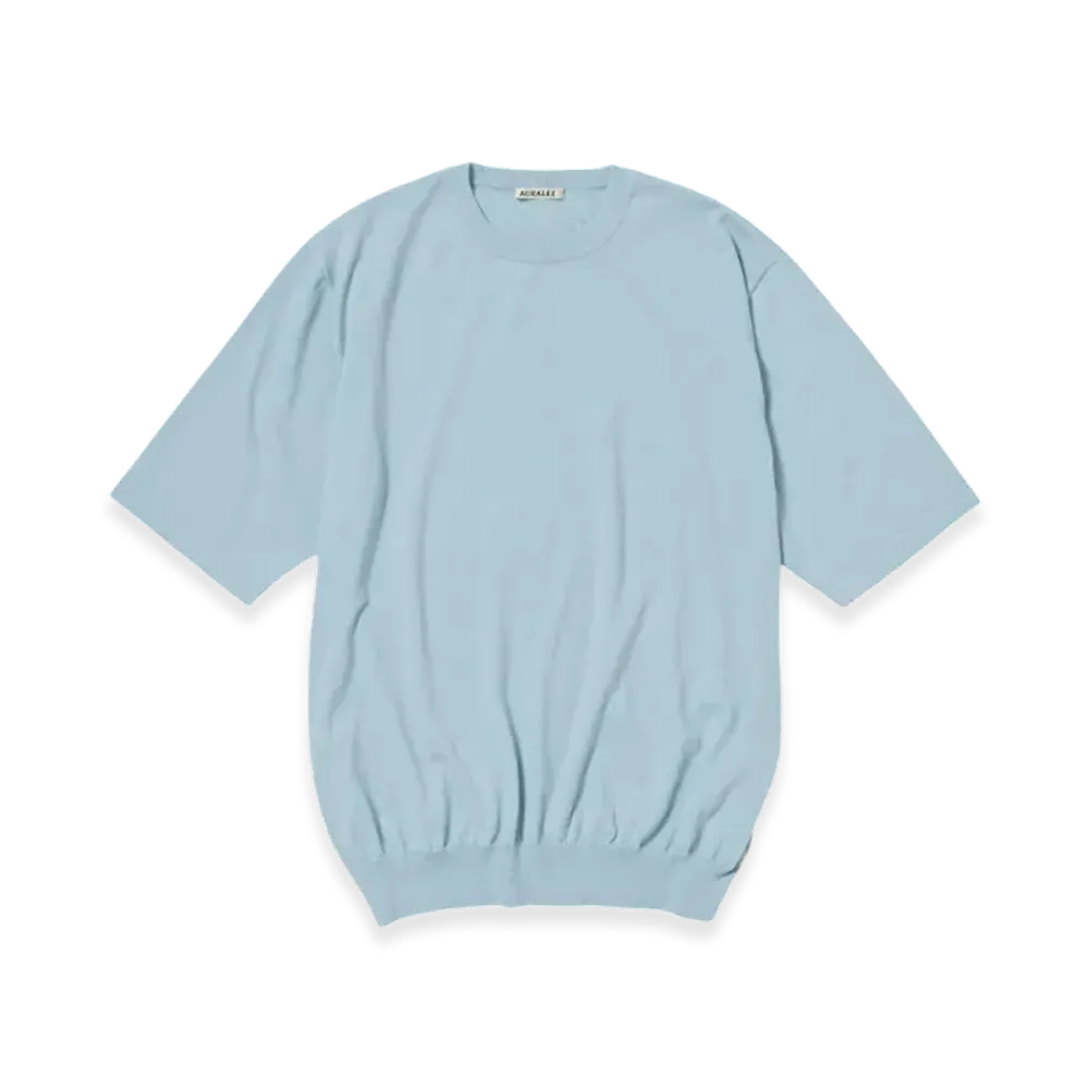 AURALEE Cashmere Hard Twist Knit T-Shirt "Light Blue"