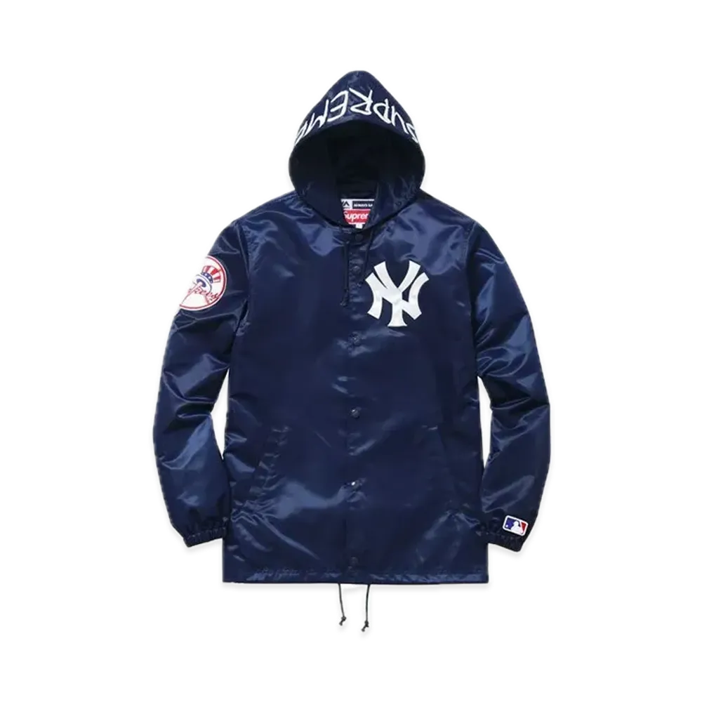 Supreme x 47 Brand New York Yankees Satin Hooded Coaches Jkt "Navy"