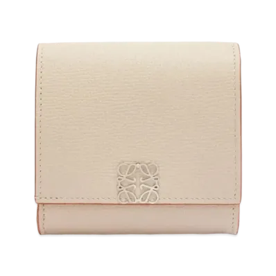 LOEWE Anagram Compact Flap Wallet Peble Grain Calf "Light Ghost"