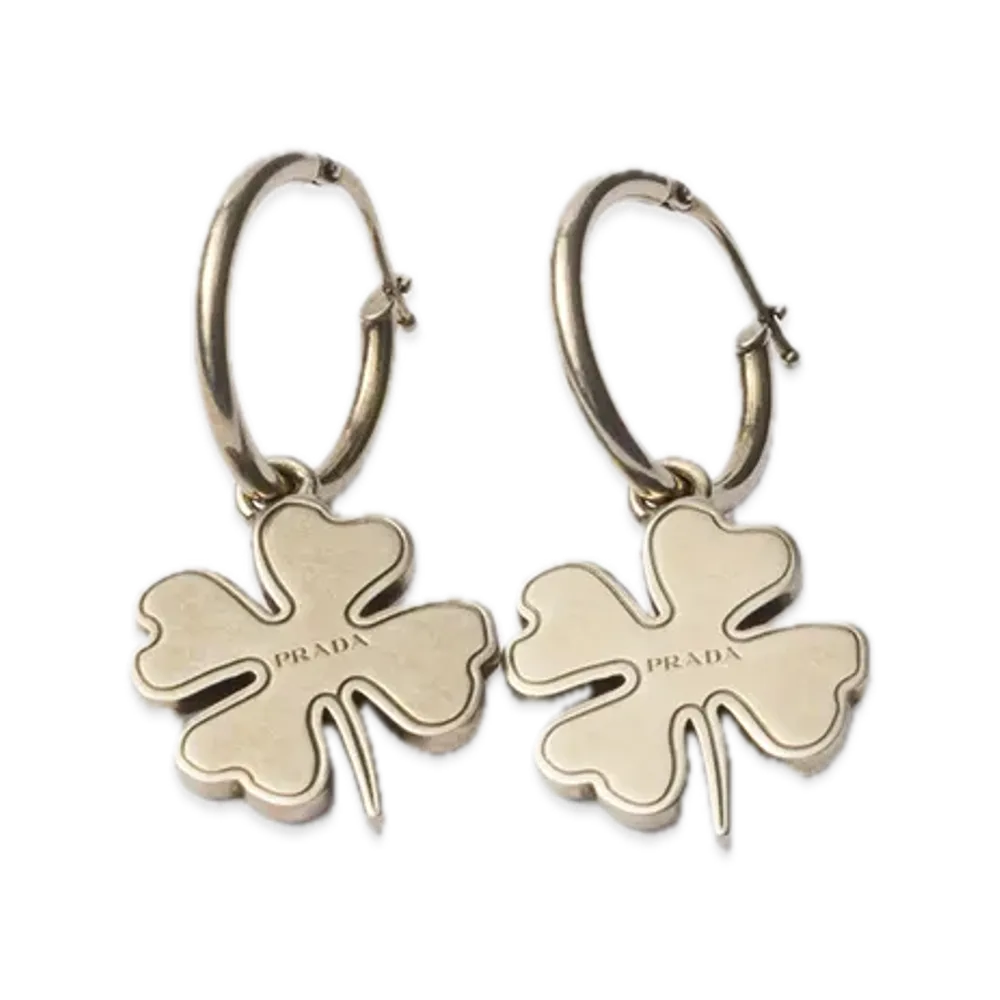 PRADA Metal Earrings with Charm "Gray"