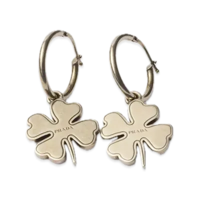 PRADA Metal Earrings with Charm "Gray"
