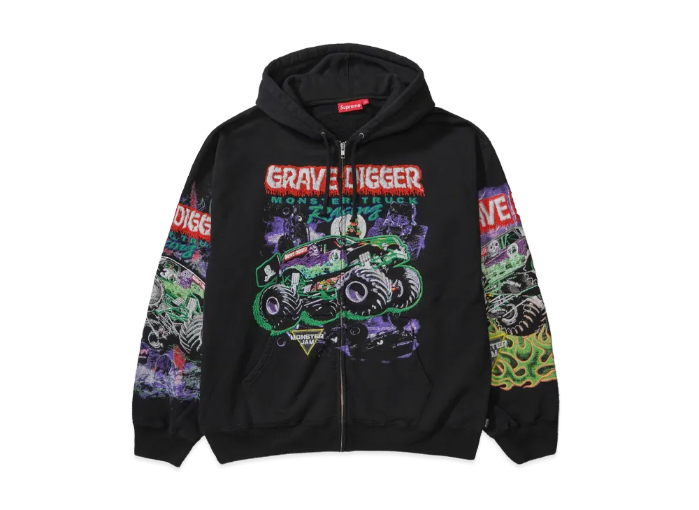 Supreme Grave Digger Zip Up Hooded Sweatshirt "Black"