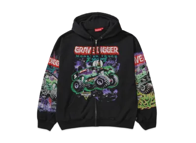 Supreme Grave Digger Zip Up Hooded Sweatshirt "Black"