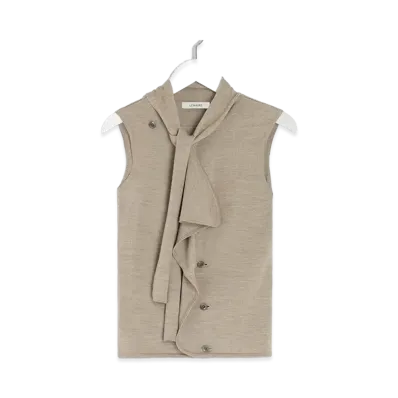LEMAIRE Women's Asymmetric Sleeveless Cardigan "Light Taupe"
