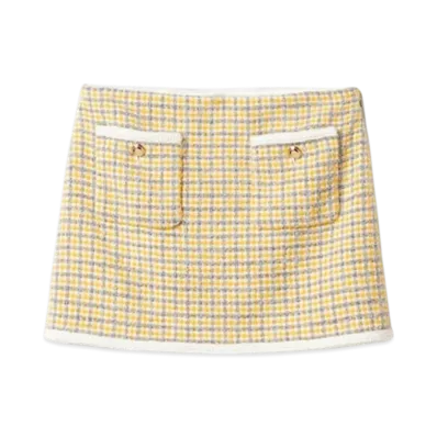 MIU MIU Women's Boucle Miniskirt "White/Yellow"